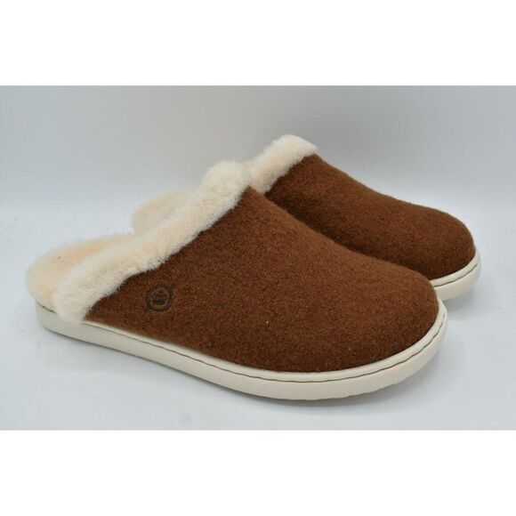 Born Womens Size 10 Zoe Brown Wool Slip On Slippers Shoes - Picture 2 of 12